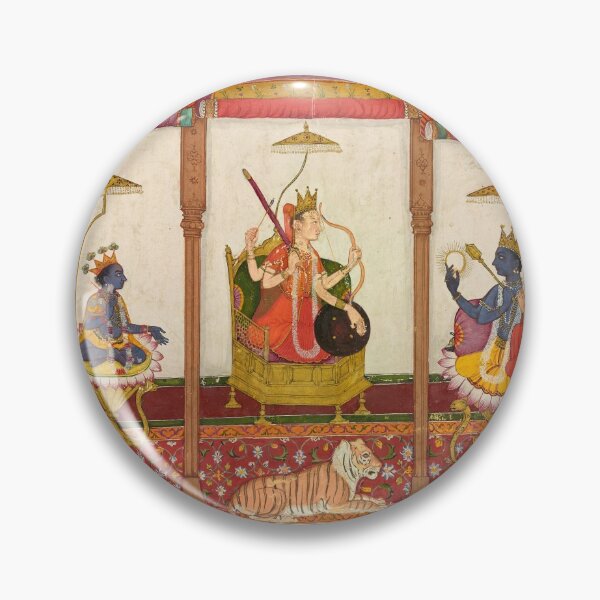 Item preview, Devi with Krishna and Vishnu in a Palace designed and sold by HinduArtGallery.
