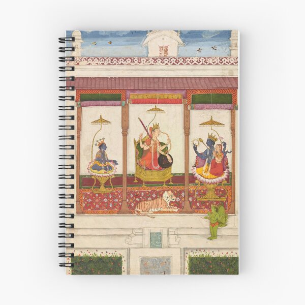 Item preview, Devi with Krishna and Vishnu in a Palace designed and sold by HinduArtGallery.