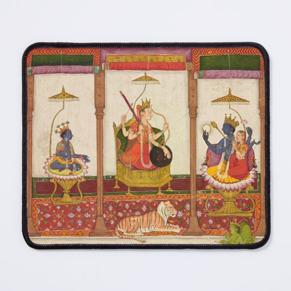 Item preview, Devi with Krishna and Vishnu in a Palace designed and sold by HinduArtGallery.