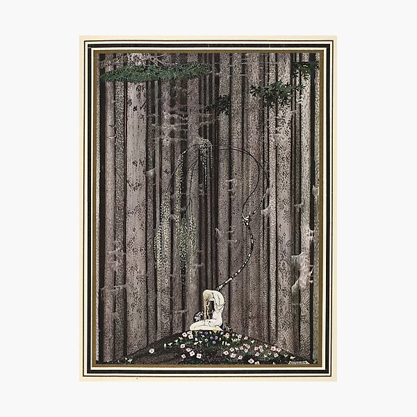 Kay Nielsen And then she lay on a little green patch in the midst of the gloomy thick wood Photographic Print