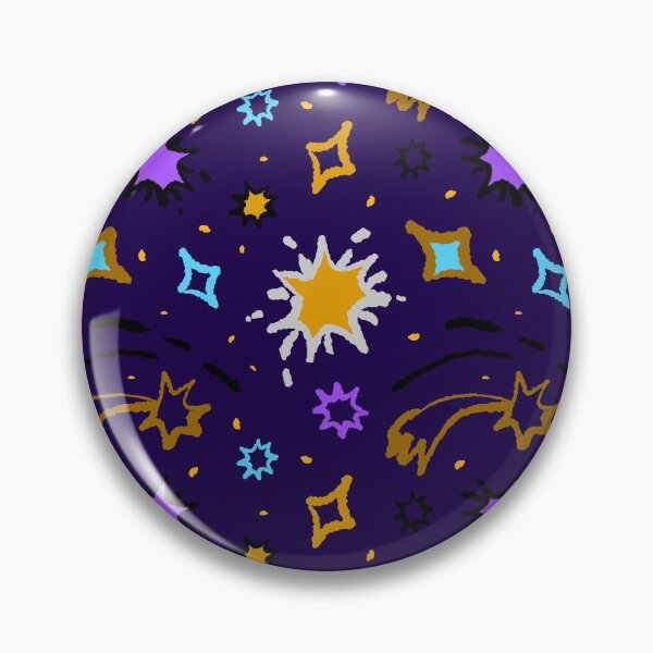 Item preview, Repeating pattern with stars and comets in blue and gold colors on violet background designed and sold by Maria ehwas.