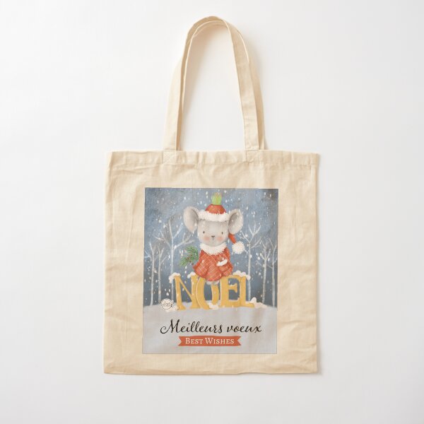Little mouse in the snow - Petite souris dans la neige Cotton Tote Bag