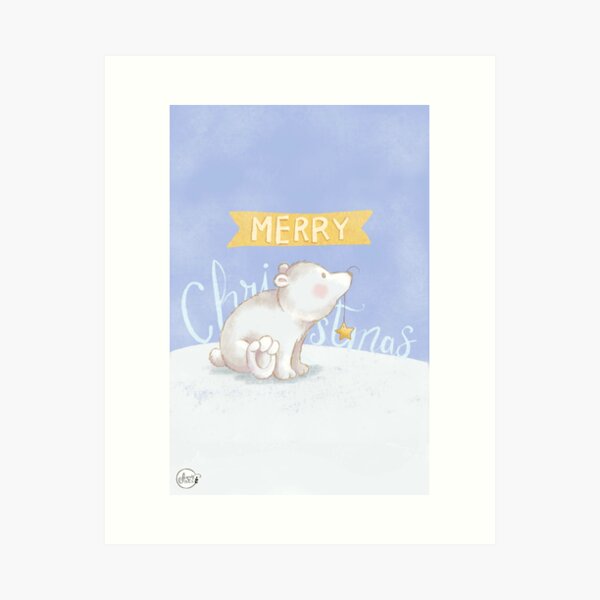 Little polar bear, little star - Petit ours polaire, petite étoile Art Print