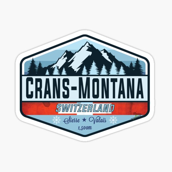 Item preview, Crans-Montana Ski Switzerland Skiing Alps Sticker T-Shirt 01 designed and sold by OuterShellUK.