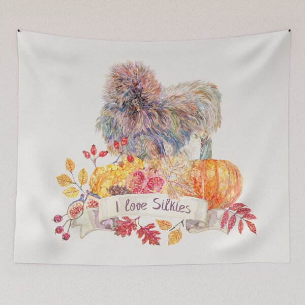 Item preview, I love Silkie Chickens with Fall Harvest Wreath designed and sold by becca-boyce.