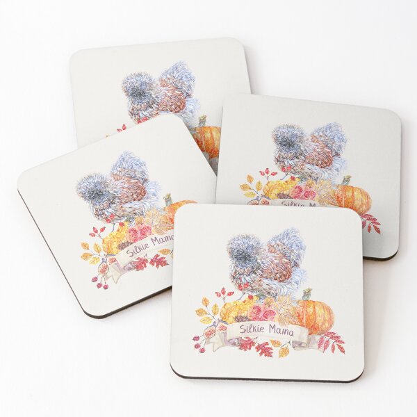 Item preview, Silkie Chicken Mama with Fall Harvest Wreath designed and sold by becca-boyce.