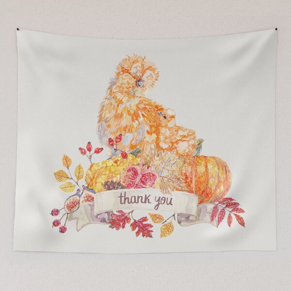 Item preview, Thank You Silkie Chickens with Fall Harvest Wreath designed and sold by becca-boyce.