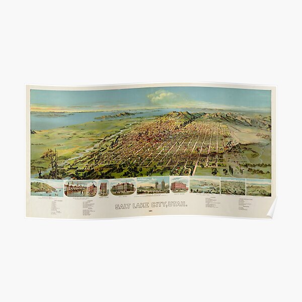 Map Of Salt Lake City 1891 Poster