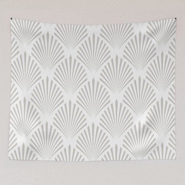 Artikelvorschau, Gray and White Elegant Scallop Fan Pattern Pairs Dulux 2022 Popular Colour Morning Oats - Color Trends entworfen und verkauft von ColorOfTheYears.