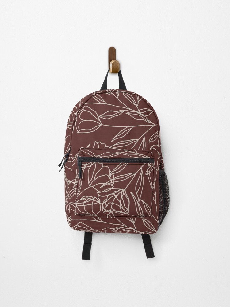 Thumbnail 1 of 3, Backpack, Rusty Lineart Flower Pattern designed and sold by subidesigns.