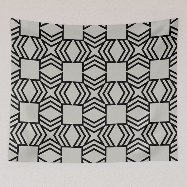 Artikelvorschau, Black and Gray Star Square Shape Tile Pattern Pairs Dulux 2022 Popular Colour Morning Oats - Color Trends entworfen und verkauft von ColorOfTheYears.