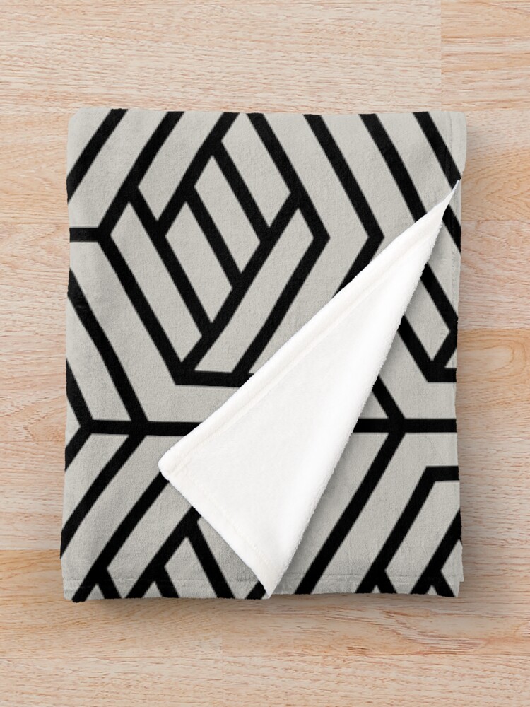 Thumbnail 3 von 6, Fleecedecke, Black and Gray Modern Cube Geometric Shape Pattern Pairs Dulux 2022 Popular Colour Morning Oats - Color Trends designt und verkauft von ColorOfTheYears.
