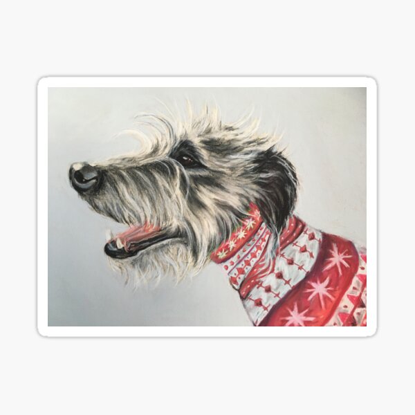 Item preview, Scruffy Lurcher in Christmas jumper  designed and sold by Merlinsmates.