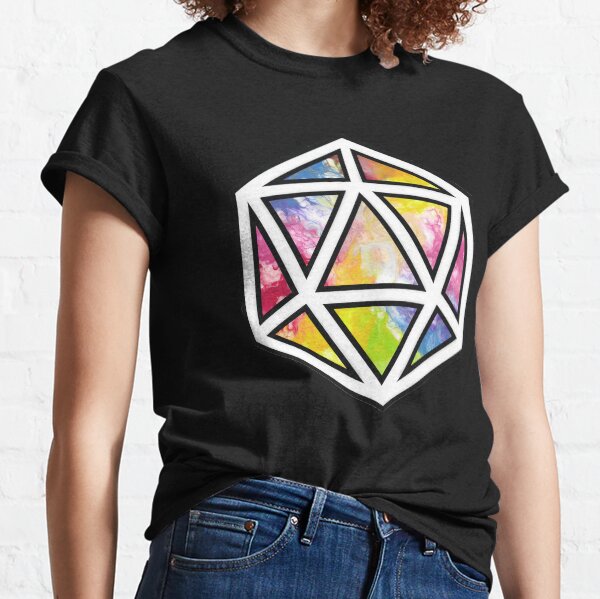 D20 Rainbow Splash - Acrylic Pour Classic T-Shirt