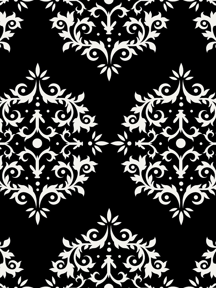 Thumbnail 3 von 3, Tuch, Black and Cream Simple Damask Scroll Pattern Pairs Dulux 2022 Popular Colour Cliff Walk - Color Trends designt und verkauft von ColorOfTheYears.