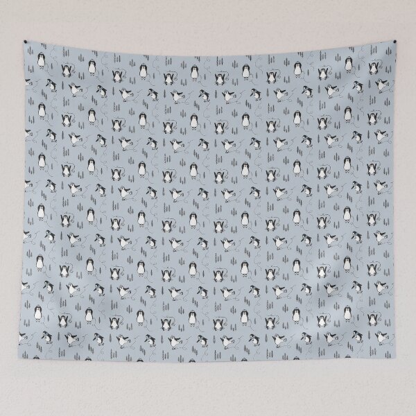 Item preview, Cute Winter Iceskating Penguins Pattern Digital Illustration designed and sold by AlmightyClaire.
