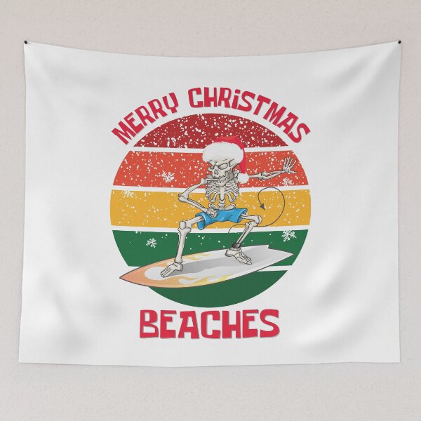 Item preview, Christmas Surfing Skeleton MERRY CHRISTMAS BEACHES designed and sold by Juliano-Designs.