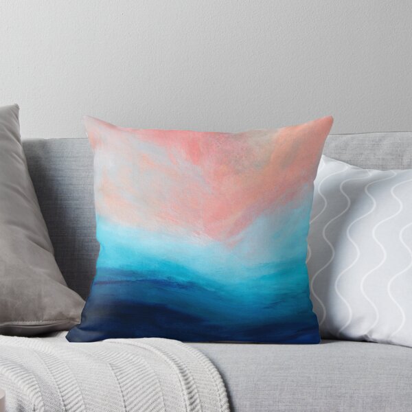 Item preview, Julia Di Sano - THE CALLING 1 PEACH TURQUOISE BLUE COASTAL LANDSCAPE ABSTRACT PAINTING designed and sold by EbiEmporium.