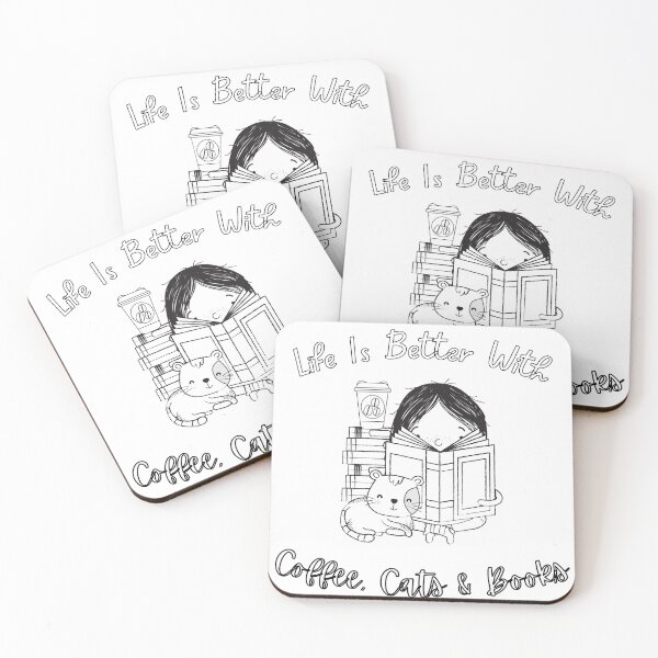 Item preview, Life Is Better With Coffee Cats And Books, Funny and Cute Design Idea for coffee, cats and books lovers  designed and sold by Diferenty Shop  ⭐⭐⭐⭐⭐.