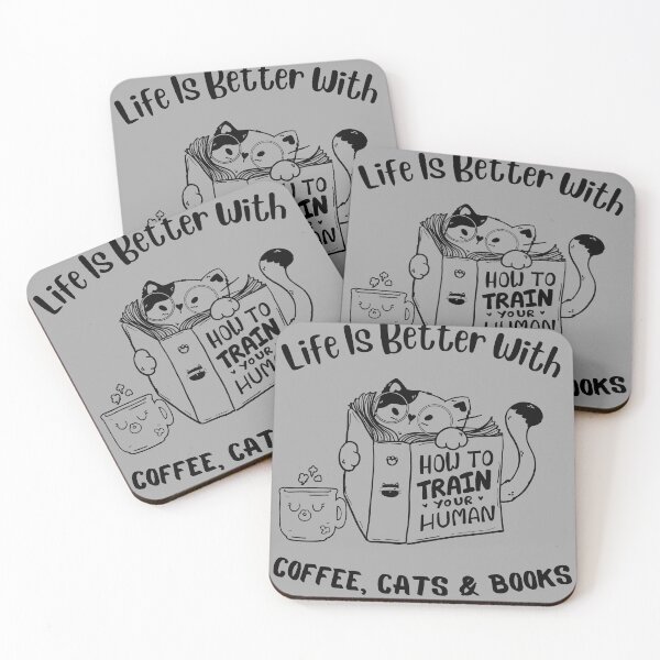 Item preview, Life Is Better With Coffee Cats And Books, Funny and Cute Design Idea for coffee, cats and books lovers  designed and sold by Diferenty Shop  ⭐⭐⭐⭐⭐.