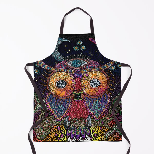 Item preview, PSYCHEDELIC TRIPPY HORROR VACUI OWL ON BRANCH - full colour designed and sold by Xotico Design.