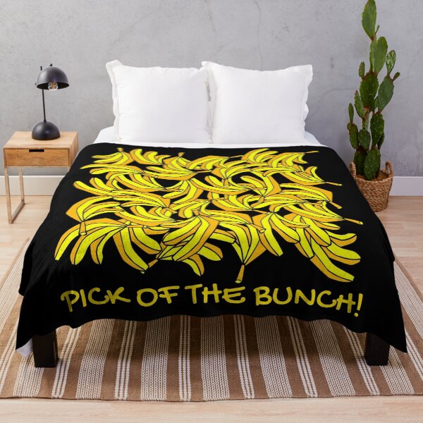 Item preview, Pick of the bunch. Funny food pun. Bunch of bananas, yellow text, capitals. designed and sold by JellyBeenzz.