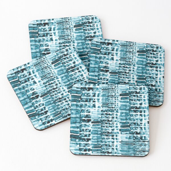 Item preview, Julia Di Sano - WALK THE LINE 8 TEAL AQUA BLUE BRUSHSTROKES LINES ABSTRACT PAINTING designed and sold by EbiEmporium.