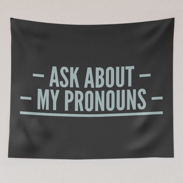 Item preview, Ask About My Pronouns designed and sold by Vira Magnus Layton.