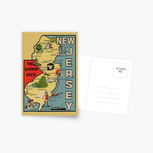 New Jersey Map Vintage Map 1944 WWII Era Cool Retro Wall 