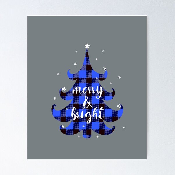 Artikelvorschau, Merry and Bright Christmas Tree Blue Buffalo Plaid entworfen und verkauft von SpringMoonPress.