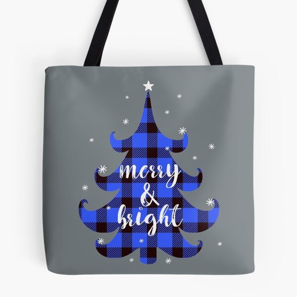 Item preview, Merry and Bright Christmas Tree Blue Buffalo Plaid designed and sold by SpringMoonPress.