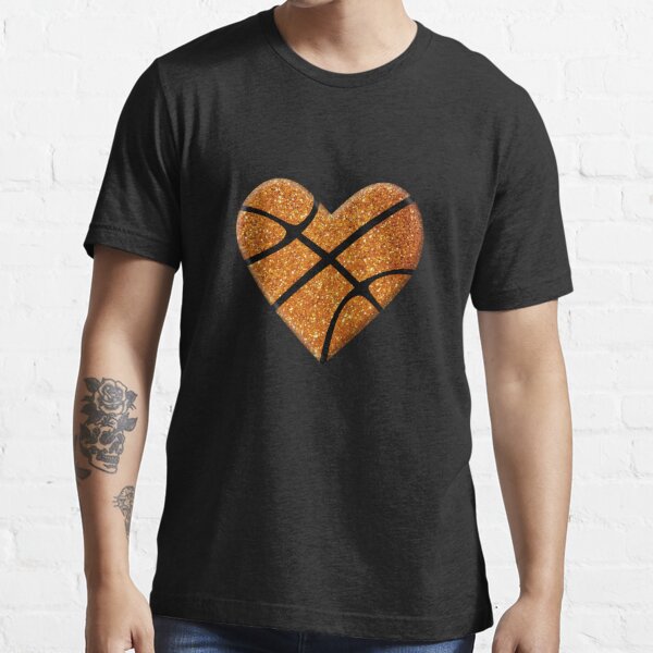 Glitter Basketball Heart Shirt, Basketball Tshirts