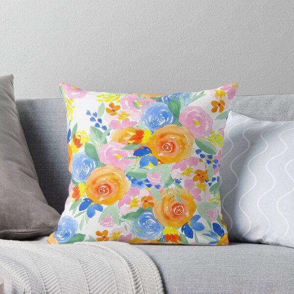 Artikelvorschau, Leuchtend orangefarbenes Aquarell-Blumenmuster entworfen und verkauft von GirlyTrend.