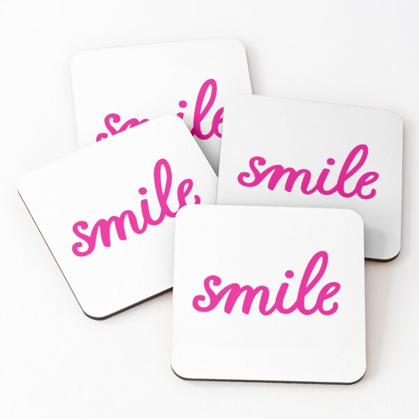 Item preview, Smile pink hand lettering on white background designed and sold by Darina Gulbina.