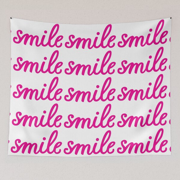 Item preview, Smile pink hand lettering on white background designed and sold by Darina Gulbina.