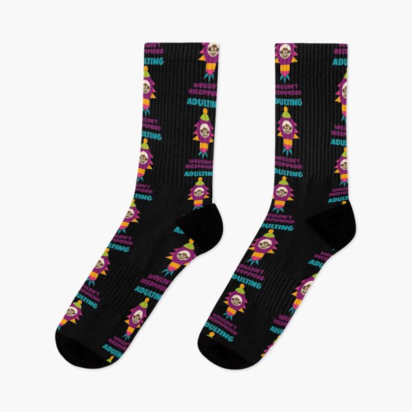 Item preview, Adulting, Wouldn't Recommend - Sock Monkey in Colourful Rocket designed and sold by Trinket-Trickster.