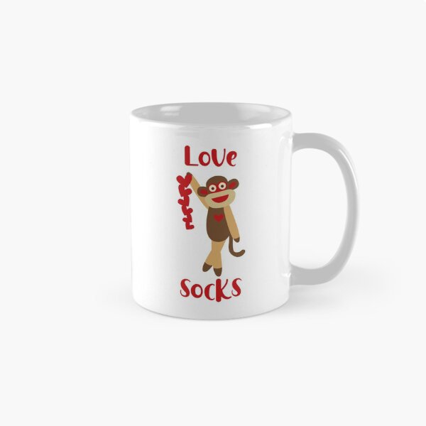 Item preview, Love Socks - Cute Sock Monkey Holding a String of Hearts High designed and sold by Trinket-Trickster.
