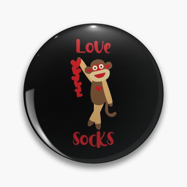 Item preview, Love Socks - Cute Sock Monkey Holding a String of Hearts High designed and sold by Trinket-Trickster.