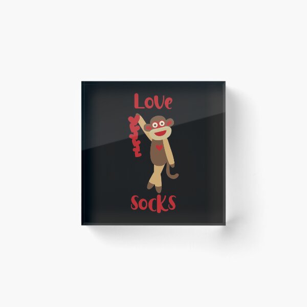 Item preview, Love Socks - Cute Sock Monkey Holding a String of Hearts High designed and sold by Trinket-Trickster.