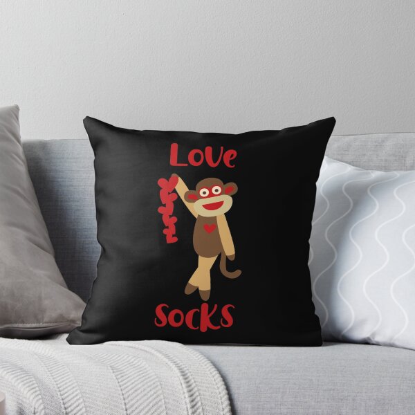 Item preview, Love Socks - Cute Sock Monkey Holding a String of Hearts High designed and sold by Trinket-Trickster.
