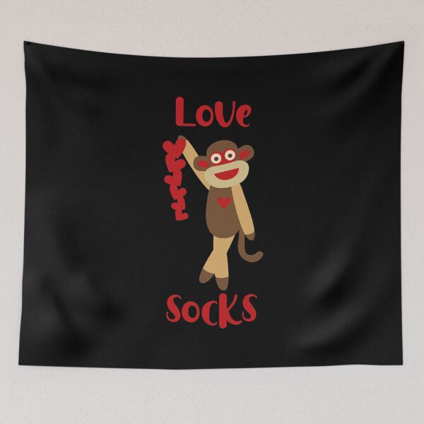 Item preview, Love Socks - Cute Sock Monkey Holding a String of Hearts High designed and sold by Trinket-Trickster.