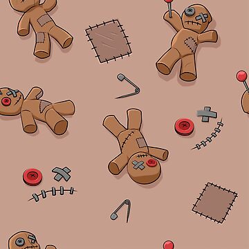 Artwork thumbnail, Voodoo Dolls Seamless Pattern - Original Color Edition by spidericks