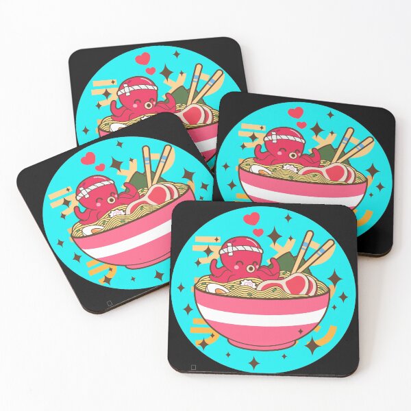 Item preview, Kawaii Japanese cartoon octopus eating ramen bowl. Cute Octopus Ramen Bowl designed and sold by PrintNJoy.