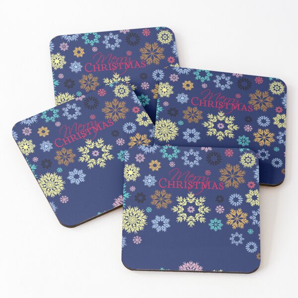 Item preview, Merry Christmas Dark Blue Multicolored Snowflakes Idea  designed and sold by Ross-Sergey.