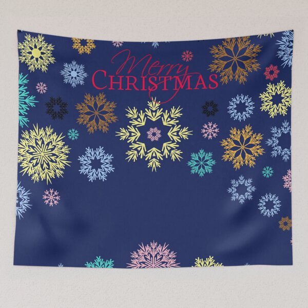 Item preview, Merry Christmas Dark Blue Multicolored Snowflakes Idea  designed and sold by Ross-Sergey.