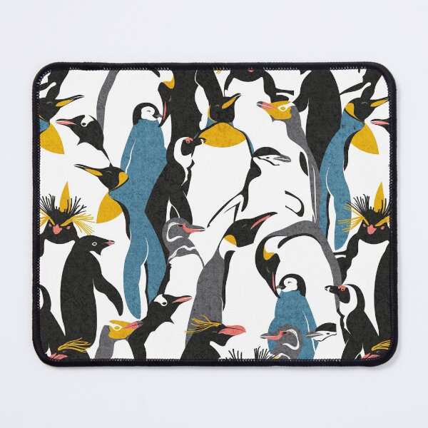 Item preview, We love penguins // black white grey dark teal yellow and coral type species of penguins designed and sold by SelmaCardoso.