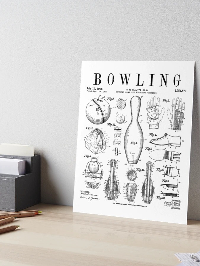 Bowling Ball & Pins online Patent Art Bowler Gift D1103-2