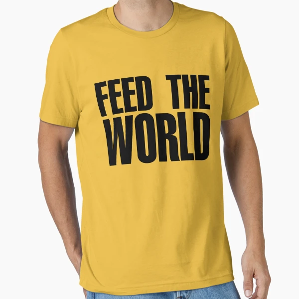 T-shirt Feed The World 1984 – Édition Limitée USA/AUS, Fabriqué En Amérique, Gildan Noir Homme Taille XL