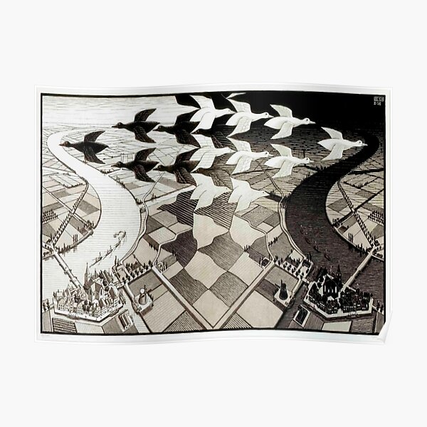 Day and Night by Maurits Cornelis Escher Poster