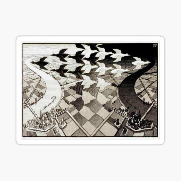 Day and Night by Maurits Cornelis Escher Sticker